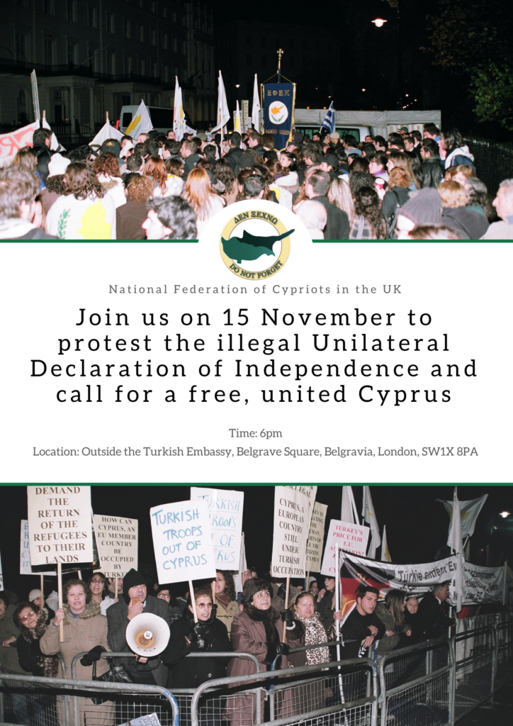 Show your support for a free, united Cyprus on 15 November