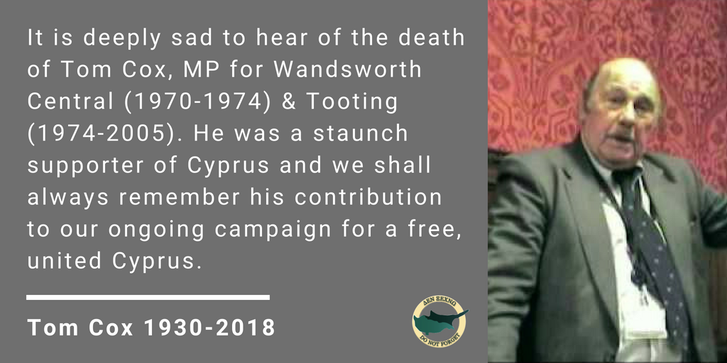 Obituary: Tom Cox - Former MP, Friend of Cyprus
