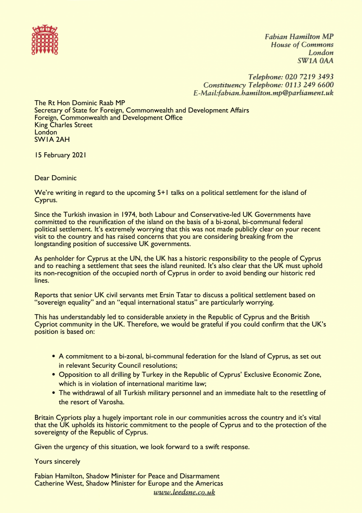 Opposition writes letter to Foreign Secretary Dominic Raab