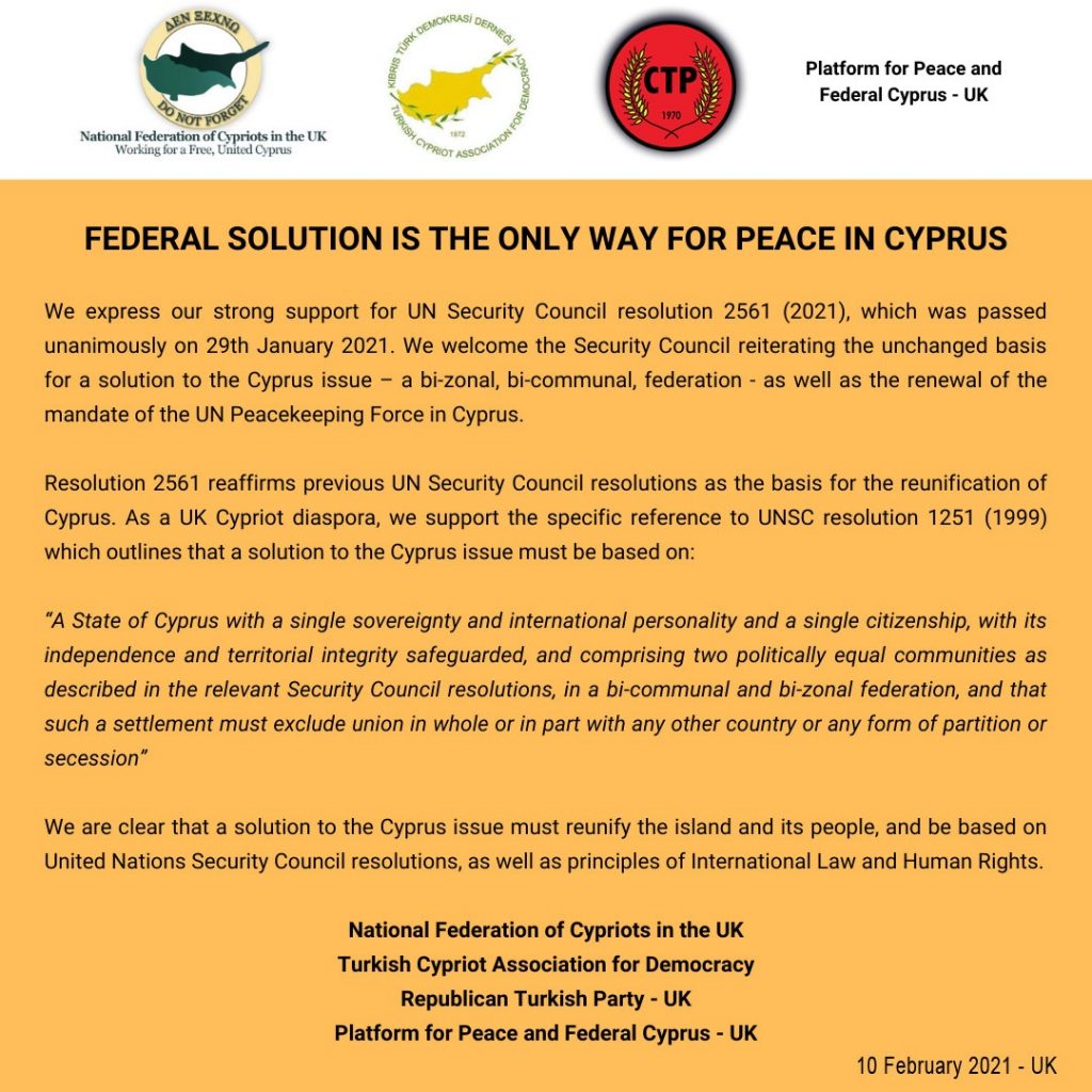 Federal solution is the only way for peace in Cyprus
