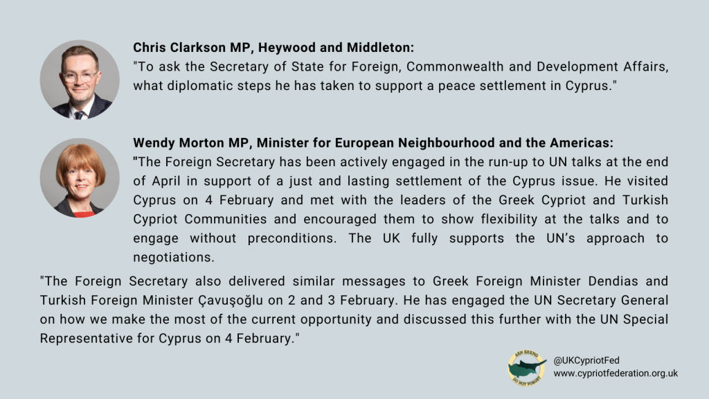 Chris Clarkson MP asks Foreign Secretary about steps towards a Cyprus solution