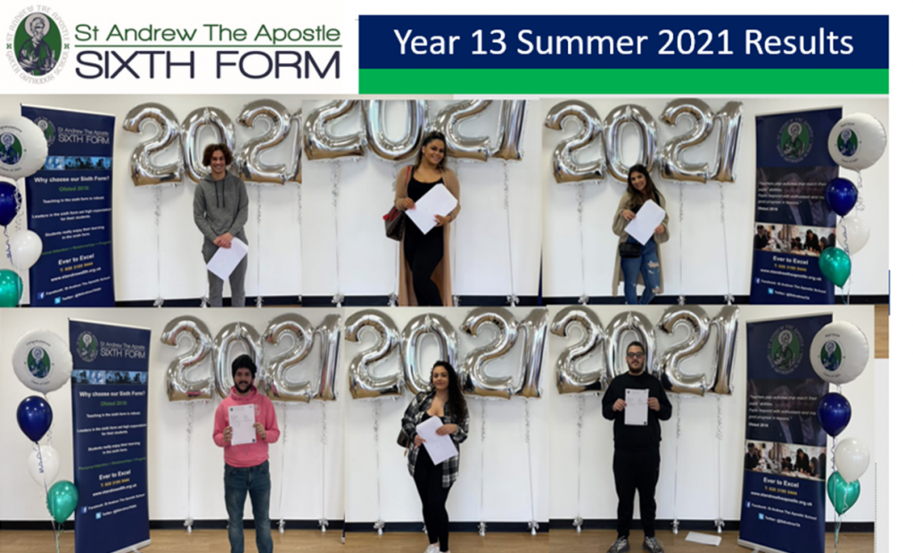 St Andrew the Apostle School’s Year 13 students achieve outstanding results in summer 2021