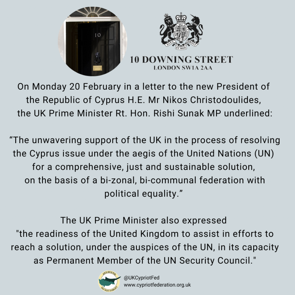 Prime Minister Rishi Sunak congratulates new Cyprus President, Nikos Christodoulides