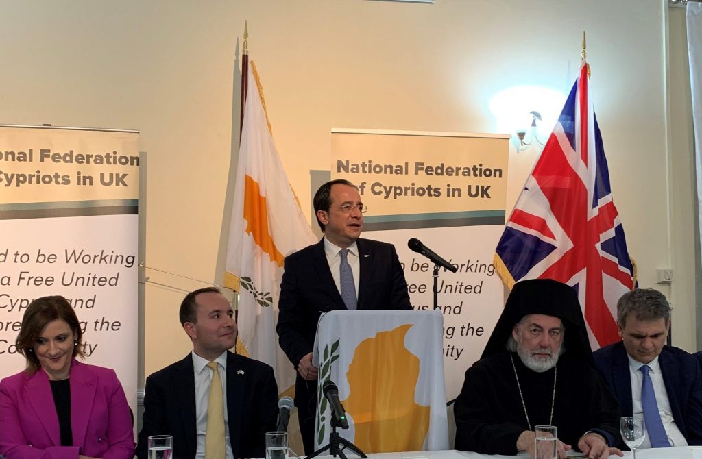 President Christodoulides praised diaspora and emphasised his priority is to restart negotiations, on his visit to London